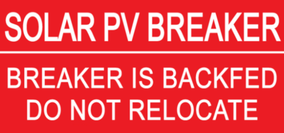 S-I-4 Solar PV Breaker Label
