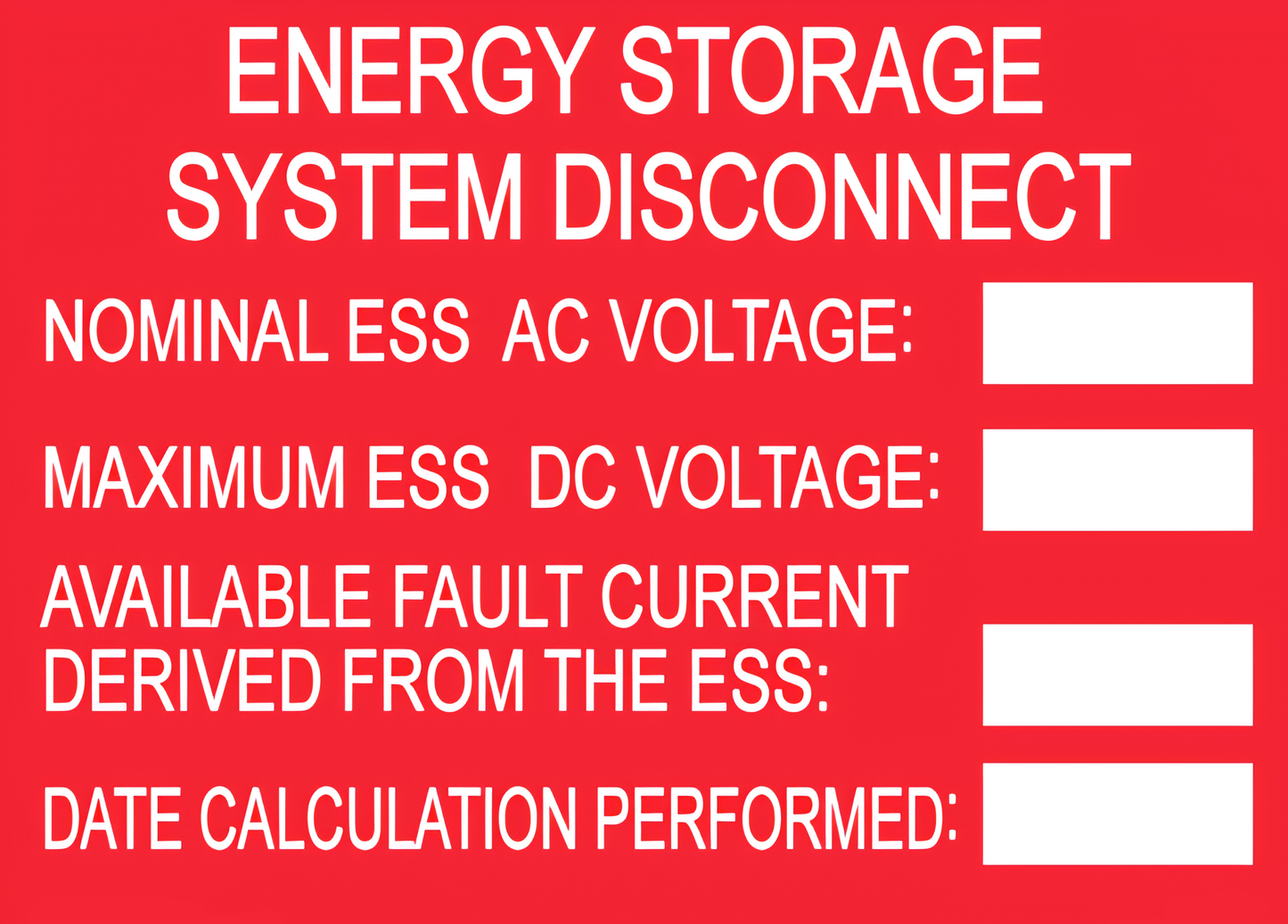 S-WI-4 Energy Storage System Disconnect Write In Label
