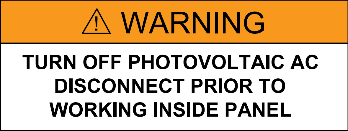 S-W-6 Turn Off Photovoltaic AC Disconnect Prior to Working Inside Panel Label