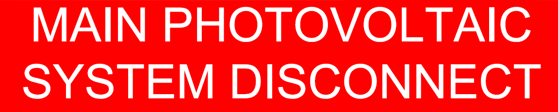 S-I-14 Main Photovoltaic System Disconnect Label