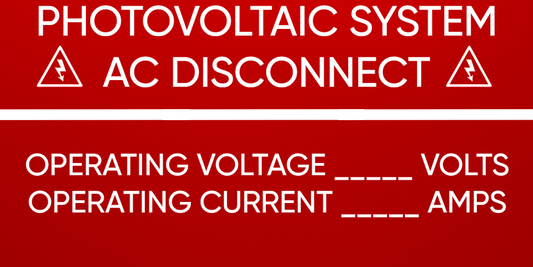 Custom Photovoltaic System AC Disconnect Placard