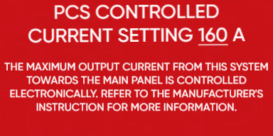 PCS Controlled Current Setting 160 A label