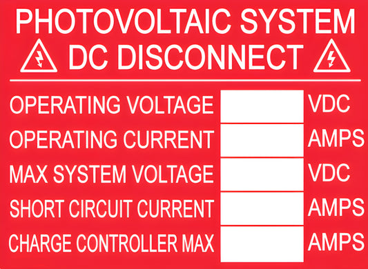 S-WI-1 Solar DC Disconnect Write In Sticker