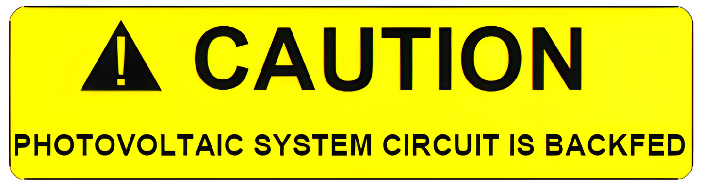 S-W-8 Photovoltaic System is Backfed Warning Label