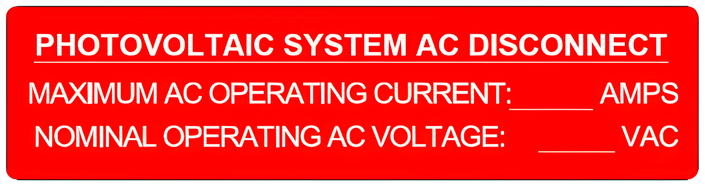 S-WI-7 Photovoltaic System AC Disconnect Label
