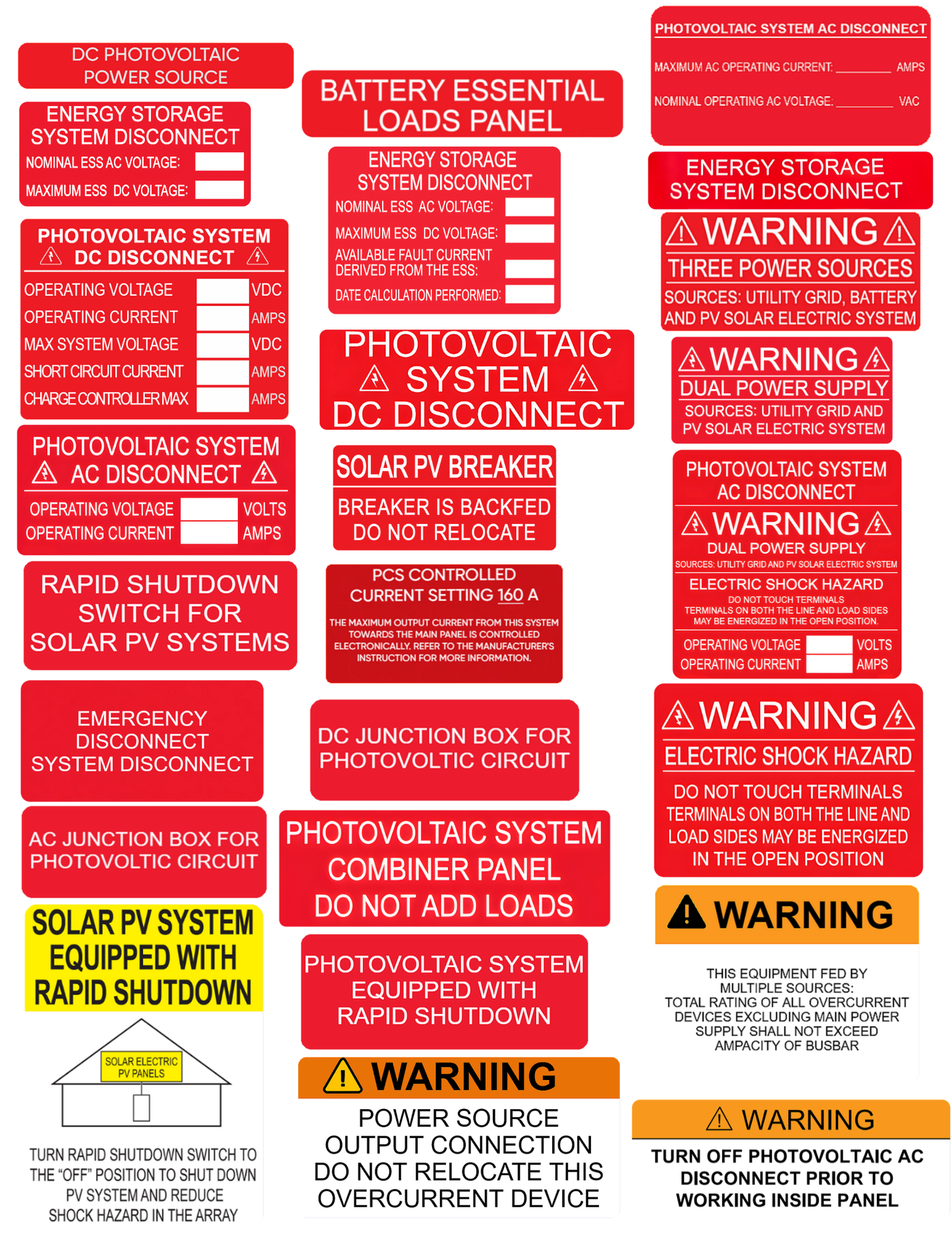 Solar Install Label Packet